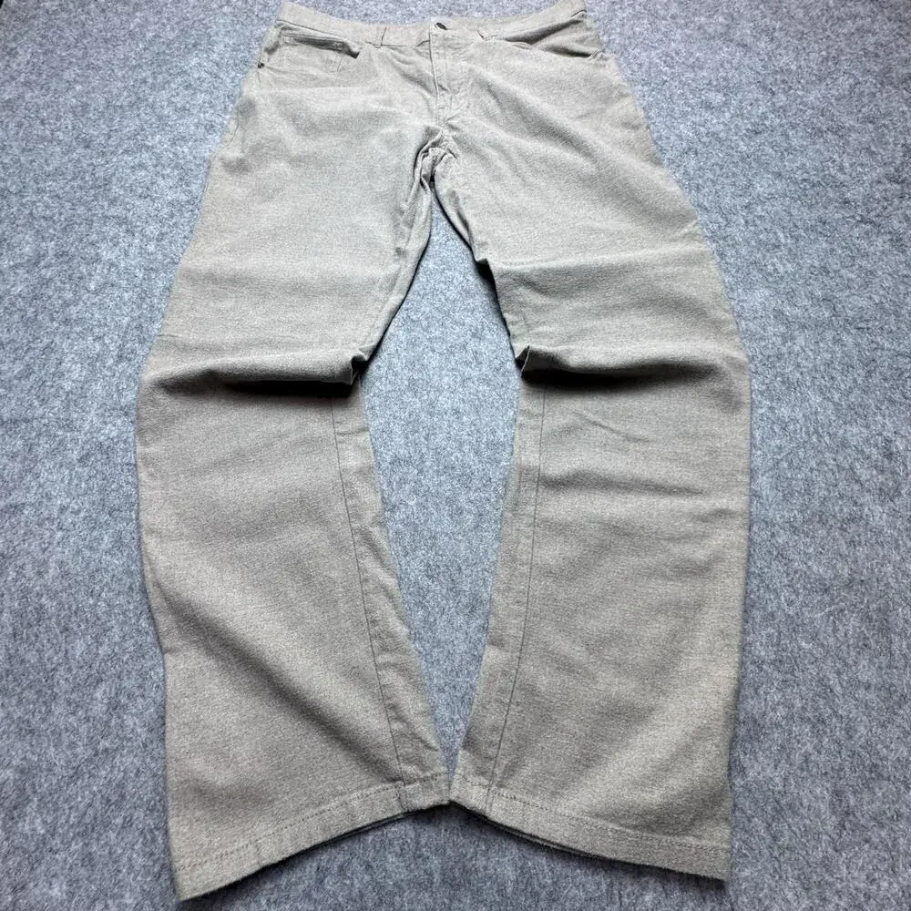 Kirkland Signature Khaki Wool Blend Mens 34x32 Beige Brushed 5 Pocket Casual